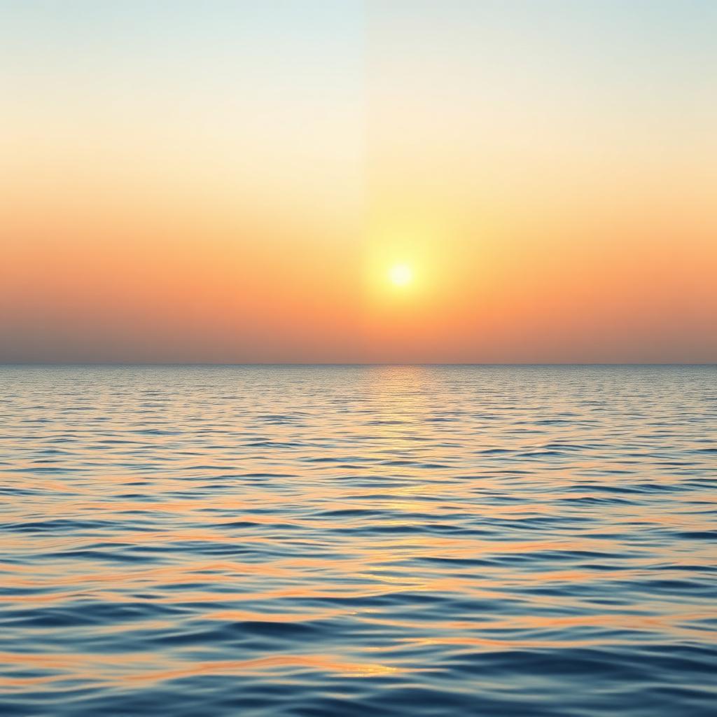A calm ocean at sunrise, where warm golden light and cool blue tones meet on the horizon, symbolizing that two truths can coexist.
